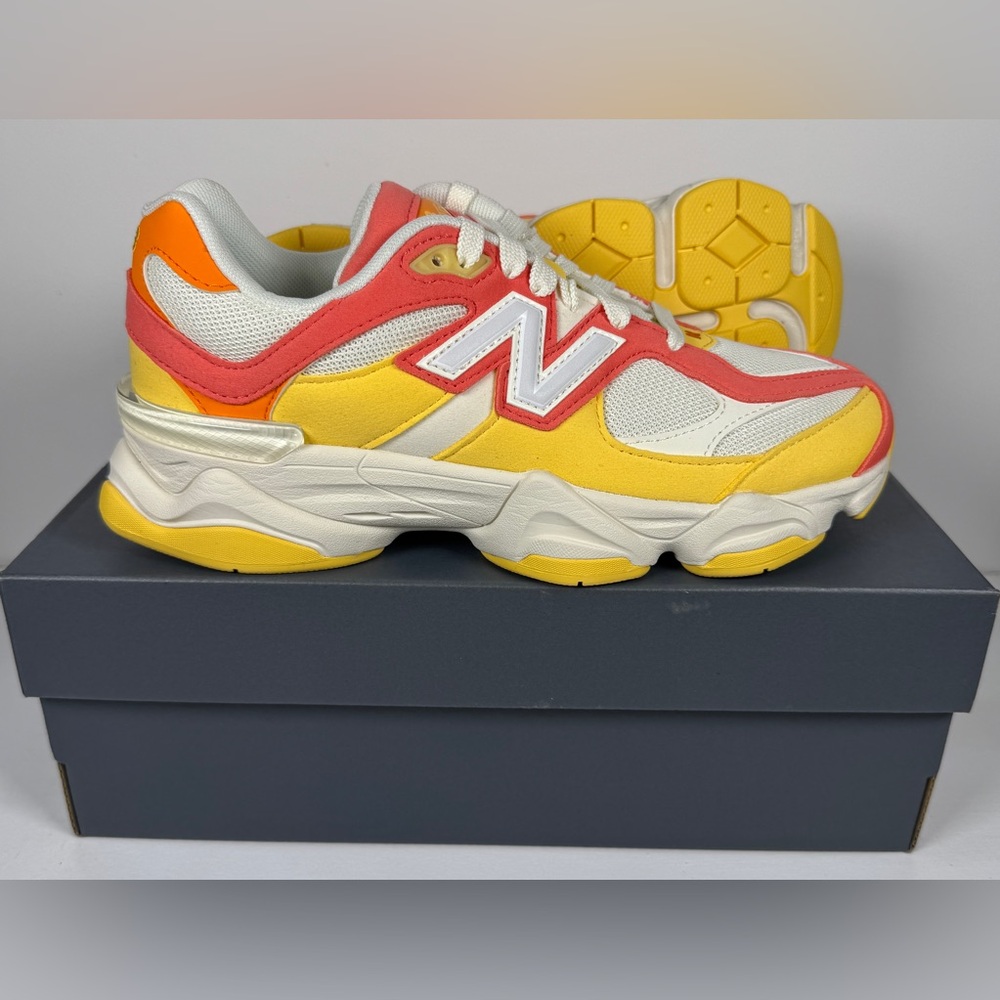 New Balance 9060 Orange Red "Fluorescent" Kids Size 6